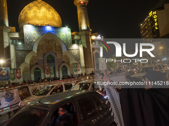 Iranians are celebrating Iran's IRGC UAV and missile attack against Israel in downtown Tehran, Iran, on April 14, 2024. Iran is launching do...