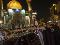 Iranians are celebrating Iran's IRGC UAV and missile attack against Israel in downtown Tehran, Iran, on April 14, 2024. Iran is launching do...