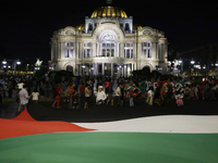 People are gathering at the Palace of Fine Arts in Mexico City, Mexico, on October 7, 2023, amid escalating tensions in the Middle East betw...
