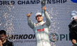 Jake Dennis (Great Britain) of ANDRETTI Formula E on the podium during the race of the Mis...