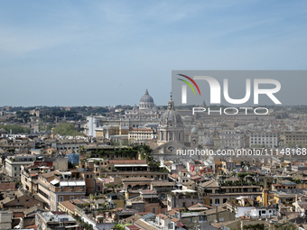 A general view of Rome is seen from Trinita dei Monti, with St. Peter's dome in the center. (