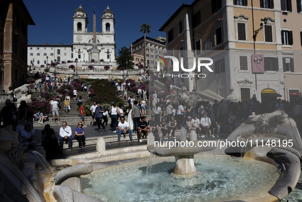 Tourists are visiting Piazza di Spagna in Rome, Italy, on April 14, 2024. 