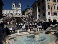 Tourists are visiting Piazza di Spagna in Rome, Italy, on April 14, 2024. (