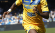 Caleb Okoli of Frosinone is looking on during the Serie A soccer match between SSC Napoli...
