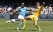 Victor Osimhen of Napoli and Simone Romagnoli of Frosinone are in action during the Serie...