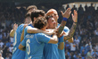 Matteo Politano of Napoli is celebrating after scoring their first goal during the Serie A...