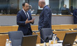 President of the European Council Charles Michel talks with Nikos Christodoulides Presiden...