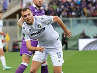 Cristiano Biraghi of ACF Fiorentina and Tomas Chory of FC Viktoria Plzen are battling for the ball during the UEFA Europa Conference League...