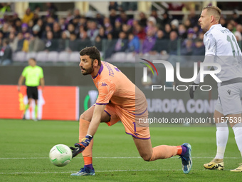 Pietro Terracciano of ACF Fiorentina is playing in the UEFA Europa Conference League 2023/24 quarter-final second leg match between ACF Fior...