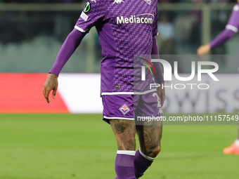 Domilson Cordeiro Dos Santos Dodo of ACF Fiorentina is playing during the UEFA Europa Conference League 2023/24 quarter-final second leg mat...