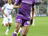 Christian Kouame is controlling the ball during the UEFA Europa Conference League 2023/24 quarter-final second leg match between ACF Fiorent...