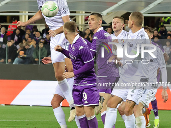 Tomas Chory of FC Viktoria Plzen is controlling the ball during the UEFA Europa Conference League 2023/24 quarter-final second leg match bet...