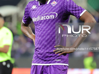 Christian Kouame is playing for ACF Fiorentina during the UEFA Europa Conference League 2023/24 quarter-final second leg match against FC Vi...