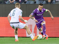 Cristiano Biraghi of ACF Fiorentina and Lukas Cerv of FC Viktoria Plzen are battling for the ball during the UEFA Europa Conference League 2...