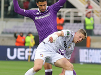 Rolando Mandragora of ACF Fiorentina and Lukas Cerv of FC Viktoria Plzen are battling for the ball during the UEFA Europa Conference League...