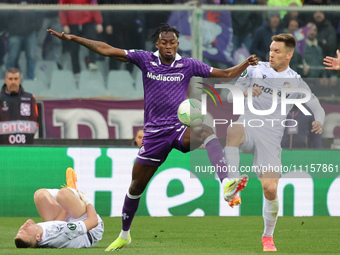 Christian Kouame of ACF Fiorentina is controlling the ball during the UEFA Europa Conference League 2023/24 quarter-final second leg match b...