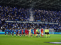 The players are entering the field for the UEFA Europa League quarter-finals second leg football match between Atalanta BC and Liverpool FC...