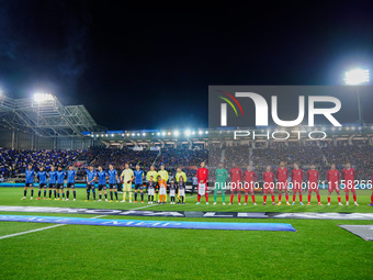 Liverpool FC and Atalanta BC are lining up during the UEFA Europa League quarter-finals second leg football match at Gewiss Stadium in Berga...