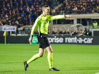 Referee Francois Letexier is officiating the UEFA Europa League quarter-finals second leg football match between Atalanta BC and Liverpool F...
