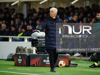 Head coach Gian Piero Gasperini of Atalanta BC is coaching during the UEFA Europa League quarter-finals second leg football match between At...