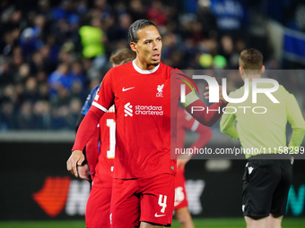 Virgil van Dijk of Liverpool FC is playing in the UEFA Europa League quarter-finals second leg football match against Atalanta BC at Gewiss...