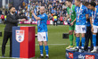 Players are competing during the Sky Bet League 2 match between Stockport County and Accri...
