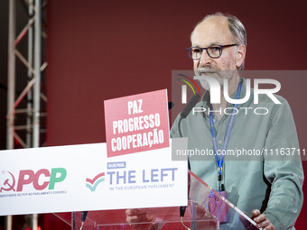 Bert de Belder during the PCP International Rally for a Europe of Peace, Progress, and Cooperation at the Goncalves Zarco Secondary School i...