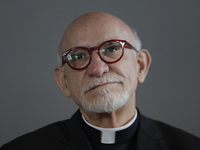 Jose de Jesus Aguilar Valdes, the deputy director of Radio and Television of the Archbishopric of Mexico, is speaking during a press confere...