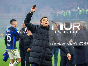 Javier Zanetti is celebrating during the AC Milan versus FC Internazionale match in Serie A at Giuseppe Meazza Stadium on April 22, 2024. (