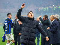 Javier Zanetti is celebrating during the AC Milan versus FC Internazionale match in Serie A at Giuseppe Meazza Stadium on April 22, 2024. (