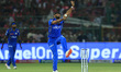 Mumbai Indians bowler Jasprit Bumrah is bowling during the Indian Premier League (IPL) 202...