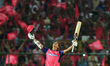 Rajasthan Royals batter Yashasvi Jaiswal is celebrating his century during the Indian Prem...