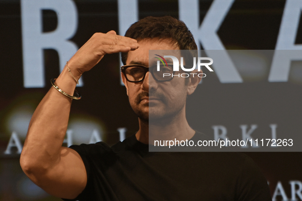 Bollywood actor Aamir Khan is attending a music launch event in Mumbai, India, on April 22, 2024. 
