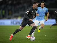 Dusan Vlahovic of Juventus FC is in action during the Coppa Italia Semi-final Second Leg match between SS Lazio and Juventus FC at Stadio Ol...