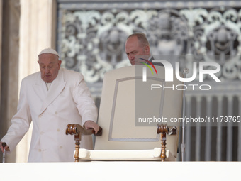Pope Francis is leading the weekly general audience in Saint Peter's Square, Vatican City, on April 24, 2024. (