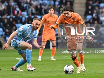 Abdulkadir Omur of Hull City is moving forward during the Sky Bet Championship match between Coventry City and Hull City at the Coventry Bui...