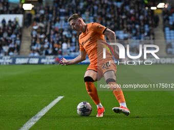 Liam Delap of Hull City is controlling the ball during the Sky Bet Championship match between Coventry City and Hull City at the Coventry Bu...