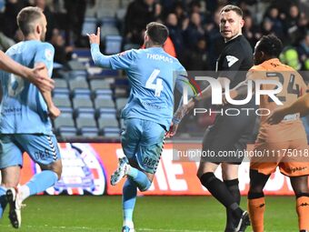 Players from Coventry City and Hull City are competing during the Sky Bet Championship match at the Coventry Building Society Arena in Coven...