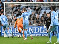 Noah Ohio (9 Hull City) is shooting and scoring the third goal for Hull during the Sky Bet Championship match between Coventry City and Hull...