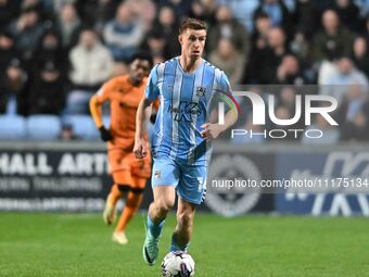 Ben Sheaf of Coventry City is moving forward during the Sky Bet Championship match between Coventry City and Hull City at the Coventry Build...