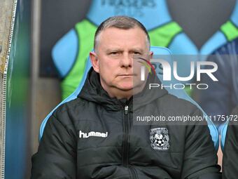 Manager Mark Robins is looking on during the Sky Bet Championship match between Coventry City and Hull City at the Coventry Building Society...