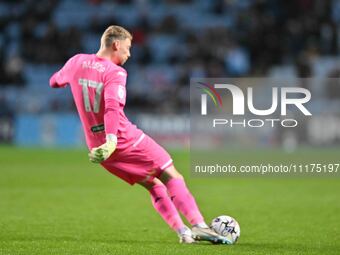 Goalkeeper Ryan Allsop of Hull City is taking a goal kick during the Sky Bet Championship match between Coventry City and Hull City at the C...