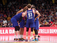 The FC Barcelona team is playing against Olympiacos Piraeus in match 1 of the Play-off of the Turkish Airlines Euroleague at the Palau Blaug...