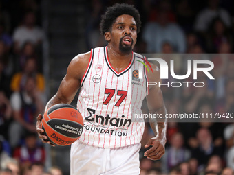 Shaq McKissic is playing in the match between FC Barcelona and Olympiacos Piraeus for Game 1 of the Play-offs of the Turkish Airlines Eurole...