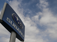 EDMONTON, CANADA - APRIL 24:
Subaru logo, on April 24, 2024, in Edmonton, Alberta, Canada. (