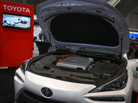 EDMONTON, CANADA - APRIL 23:
Toyota Mirai with fuel cell technology seen at the 2024 Canadian Hydrogen Convention, on April 23, 2024, in Edm...