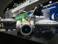 EDMONTON, CANADA - APRIL 24:
Pietro Fiorentini products on display during the 2024 Canadian Hydrogen Convention, on April 24, 2024, in Edmon...