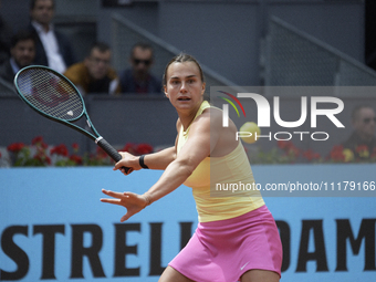 Aryna Sergueievna Sabalenka of Belarus is in action during the 2024 ATP Tour Madrid Open tennis tournament at Caja Magica in Madrid, Spain,...
