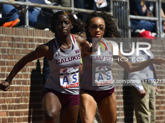 Athletes are competing on day 2 of the 128th Penn Relays Carnival, the largest track and field meet in the USA, at Franklin Field in Philade...