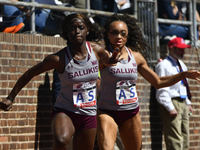 Athletes are competing on day 2 of the 128th Penn Relays Carnival, the largest track and field meet in the USA, at Franklin Field in Philade...